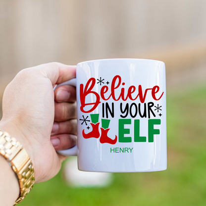 Customized Christmas Elf Mug – Custom Name Holiday Coffee Cup