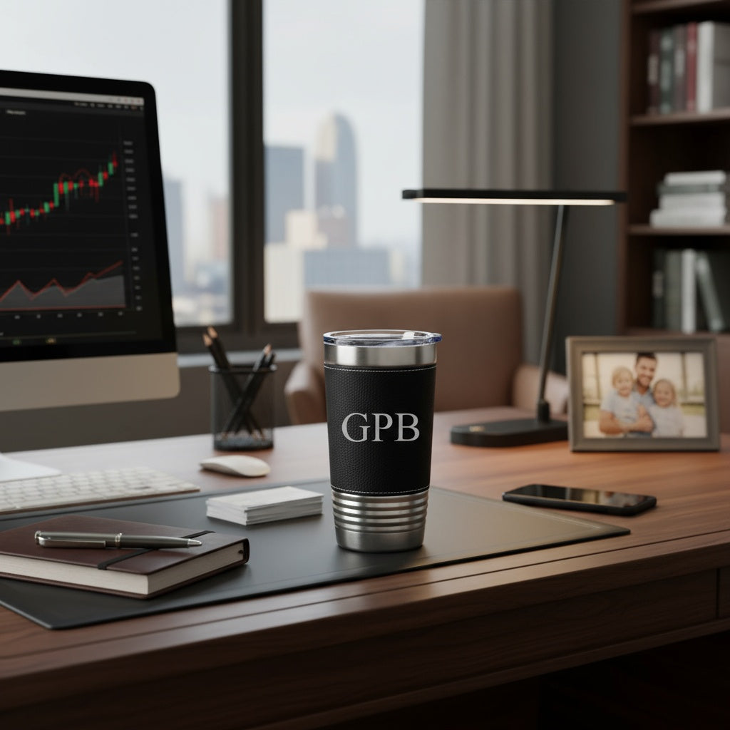 Customized Black & Rustic Stainless Leather Wrapped Tumblers