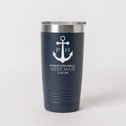 Customized 20oz Tumbler with Silver Lip - Groomsmen, Bridesmaids, Best Man