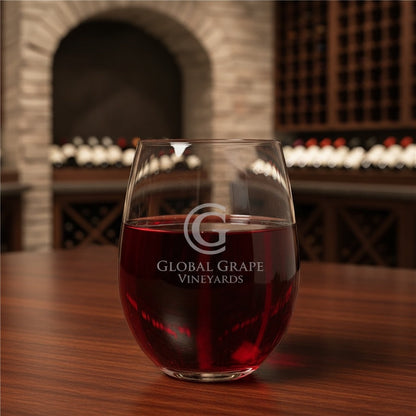 Engraved Custom Logo Stemless Wine Glass