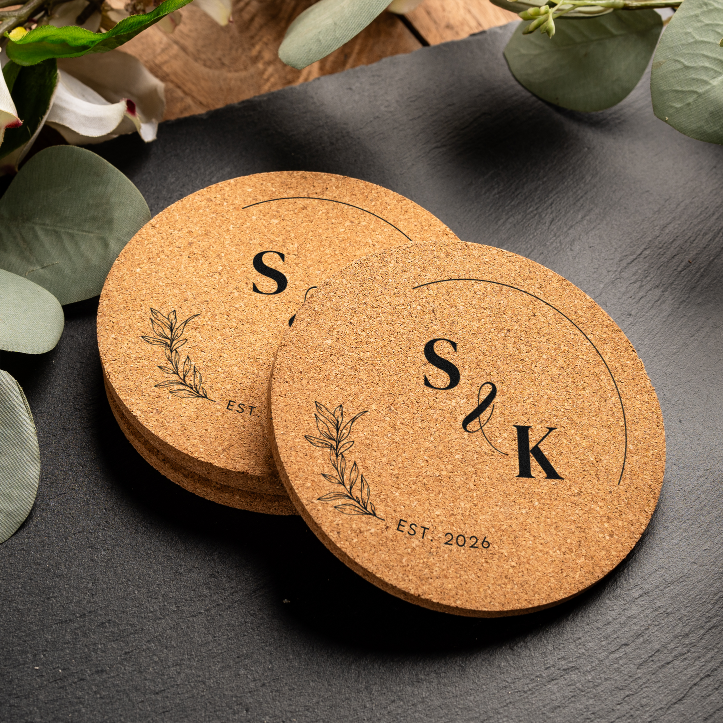 Customized Wedding Cork Coasters