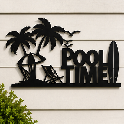 Pool Time Metal Signs
