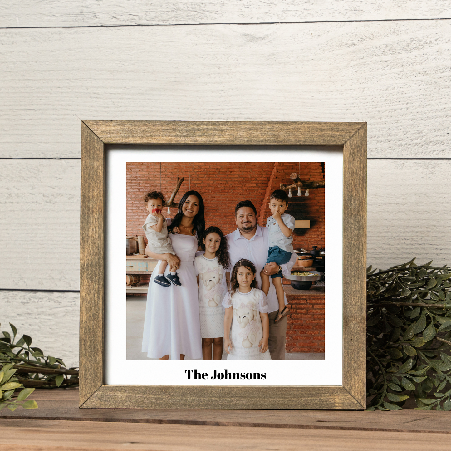 Custom Square Framed Wood Photo Print – Custom Picture with Optional Text