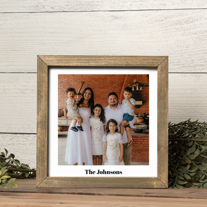 Custom Square Framed Wood Photo Print – Custom Picture with Optional Text