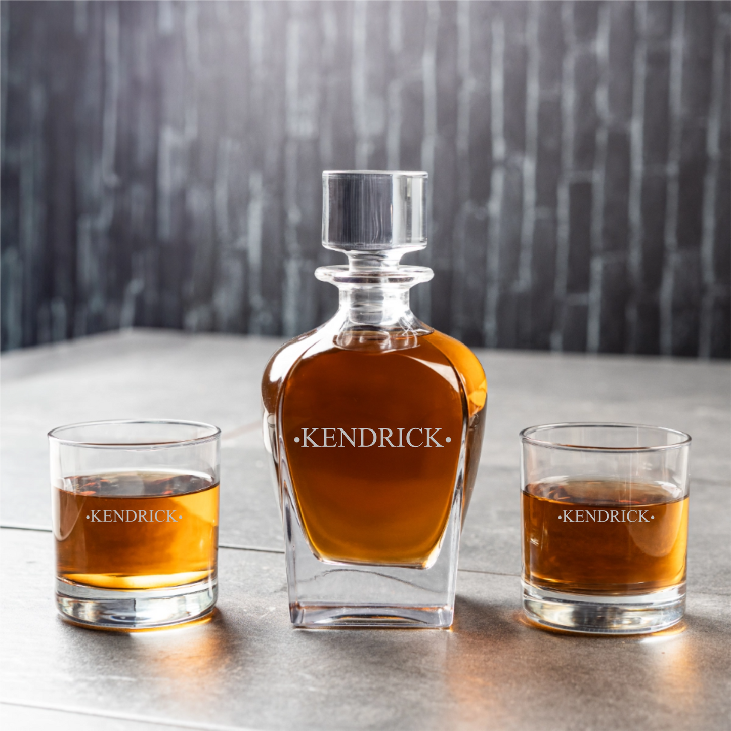 Customized Tudor Decanter Set with Whiskey Glasses - Signature Designs