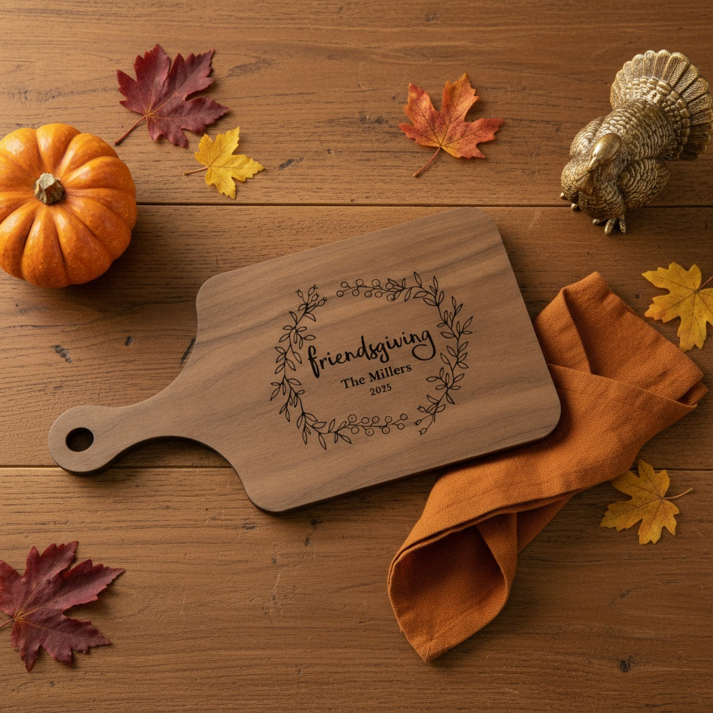 Friendsgiving Custom Thin Paddle Cutting Boards