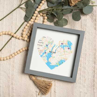Customized Heart-Shaped City Map Framed Print