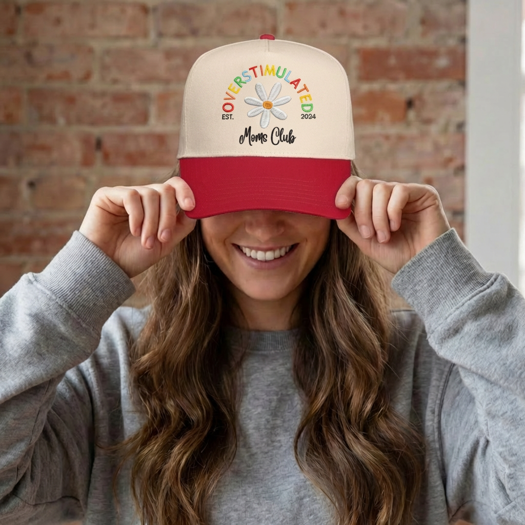 Overstimulated Mom Club Custom Canvas Trucker Hat