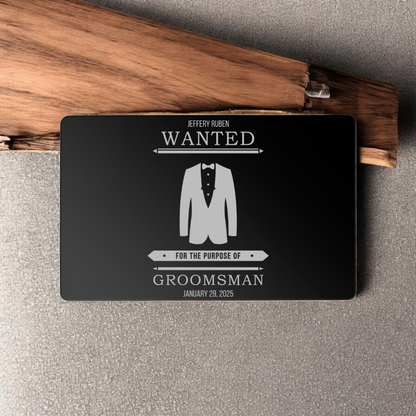 Customized Groomsmen Proposal Black Metal Wallet Card