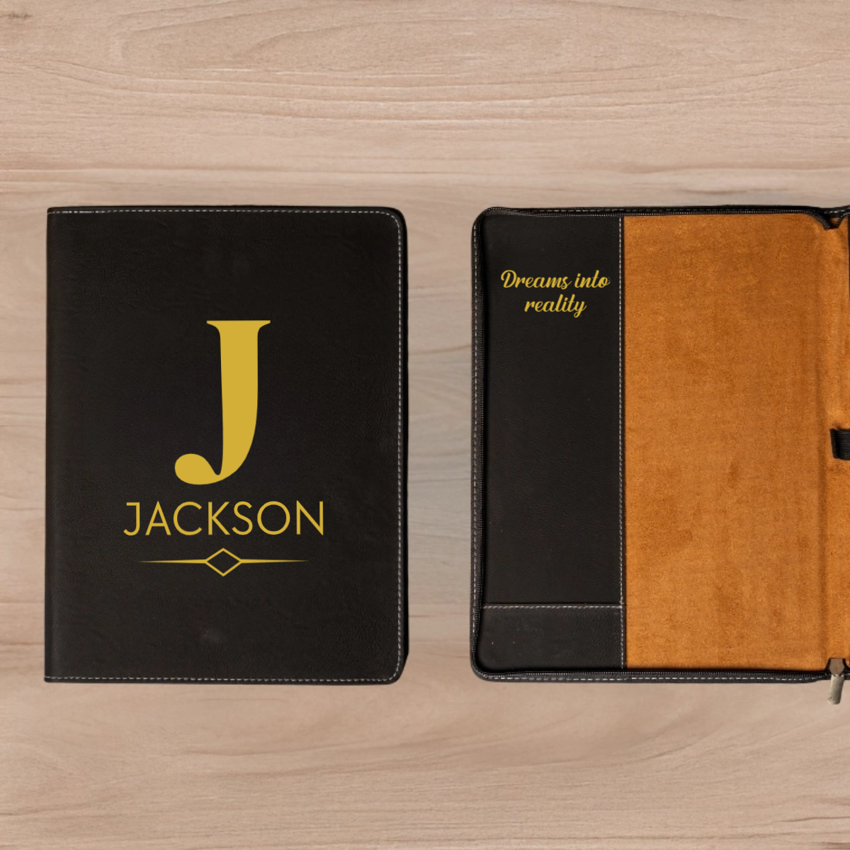 Customized Leather Portfolios - Black & Rustic