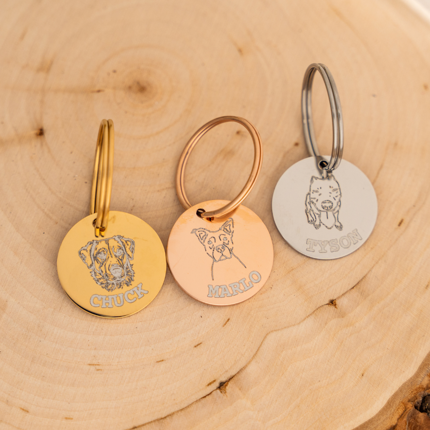 Custom Engraved Pet Portrait Keychains