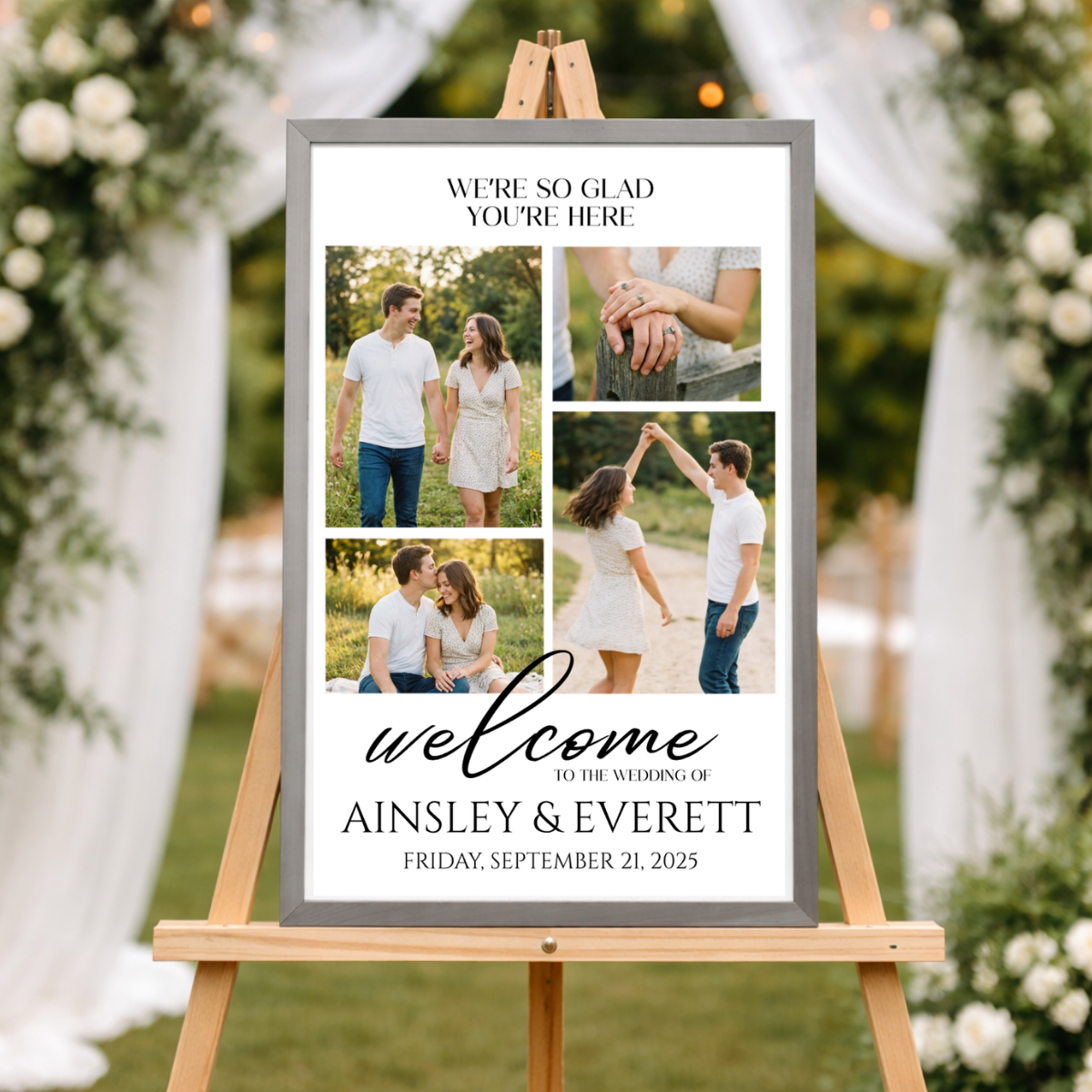Custom Wedding Welcome Sign with Photos