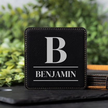 Customized Black Leather Coasters