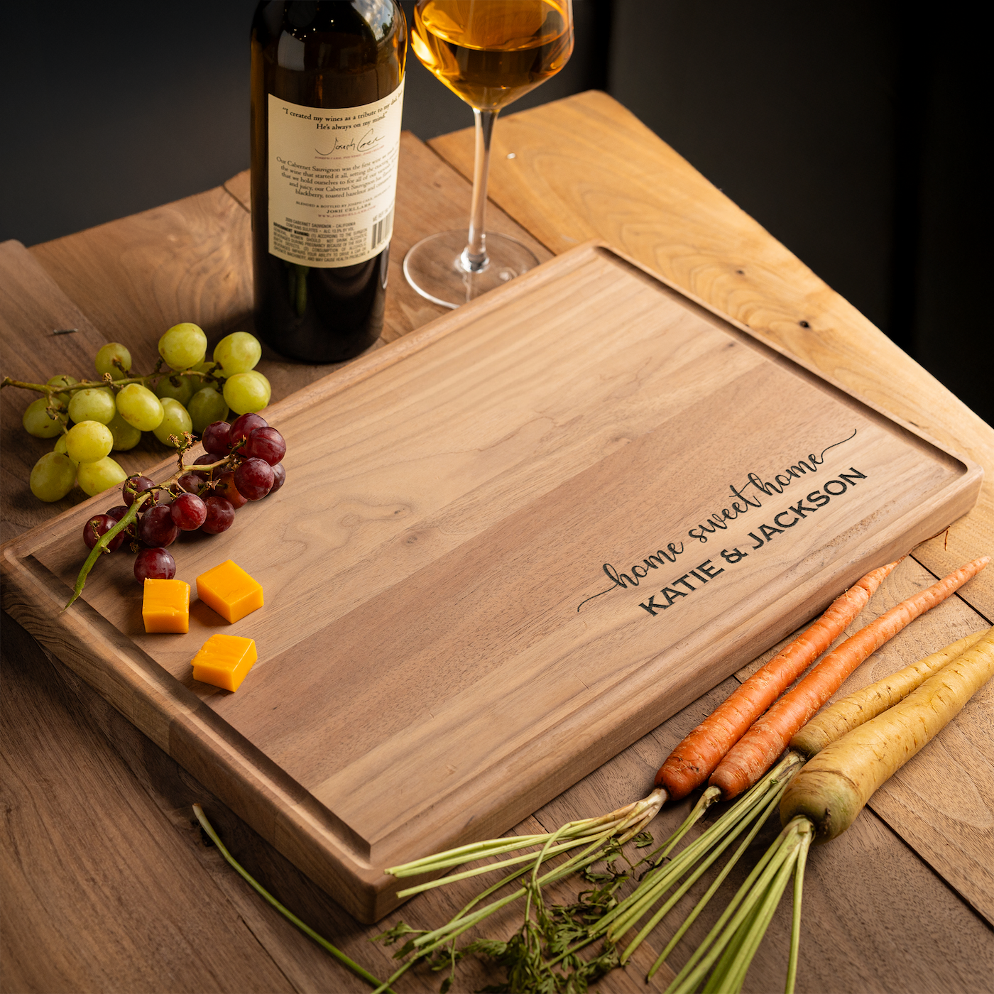 Customized Rectangle Cutting Boards - Elegant Name & Date Designs Bottom Right