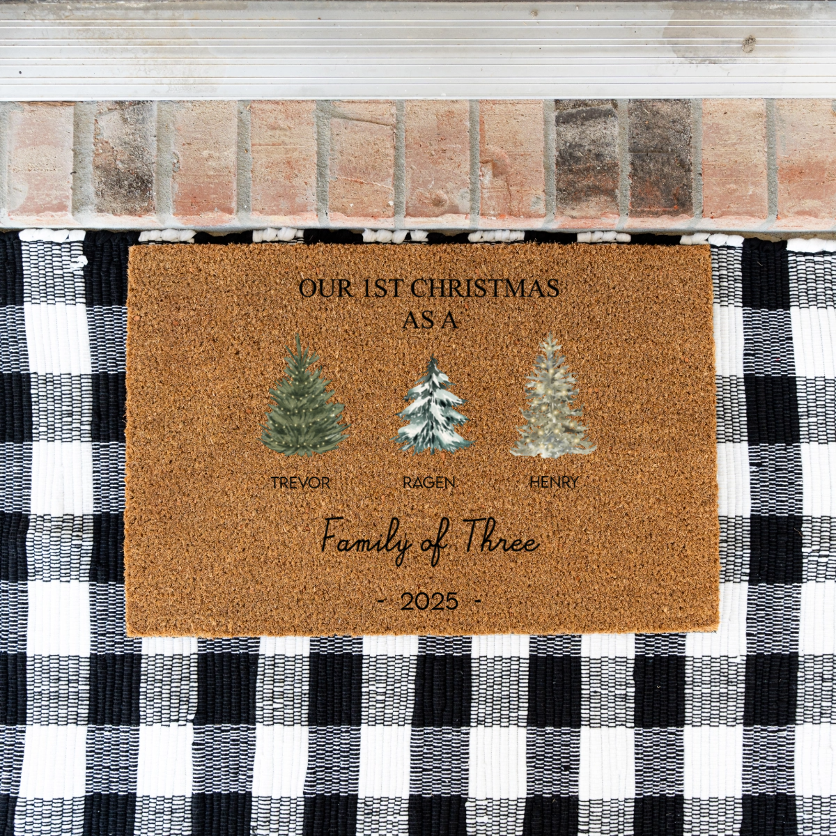 Cusotmized First Christmas Family Trees Doormats