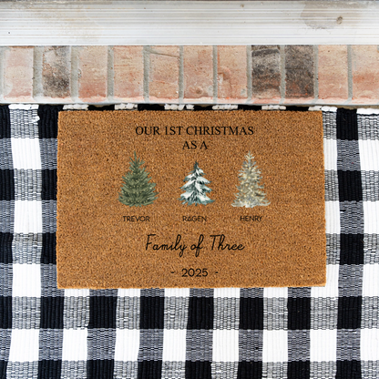 Cusotmized First Christmas Family Trees Doormats