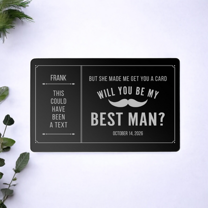 Customized Best Man Proposal Black Metal Wallet Card