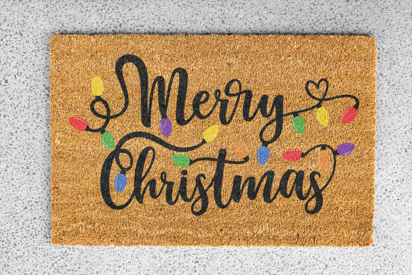 Merry Christmas Doormat with Colorful Lights