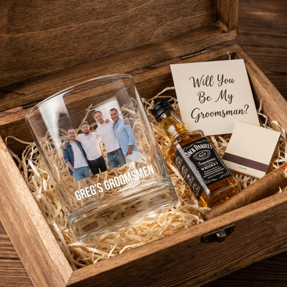 Customized Groomsmen Photo Whiskey Glasses