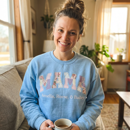 Customized Patchwork "MAMA" Crewneck