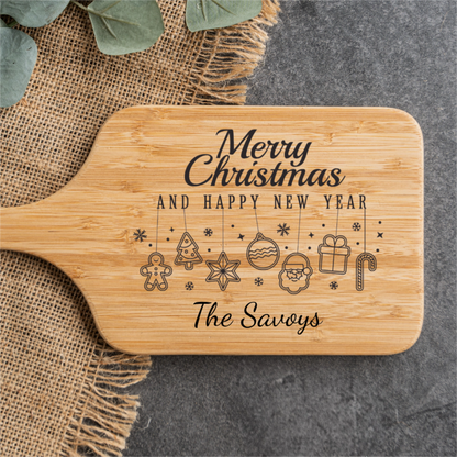 Customized Handled Serving Board Merry Christmas
