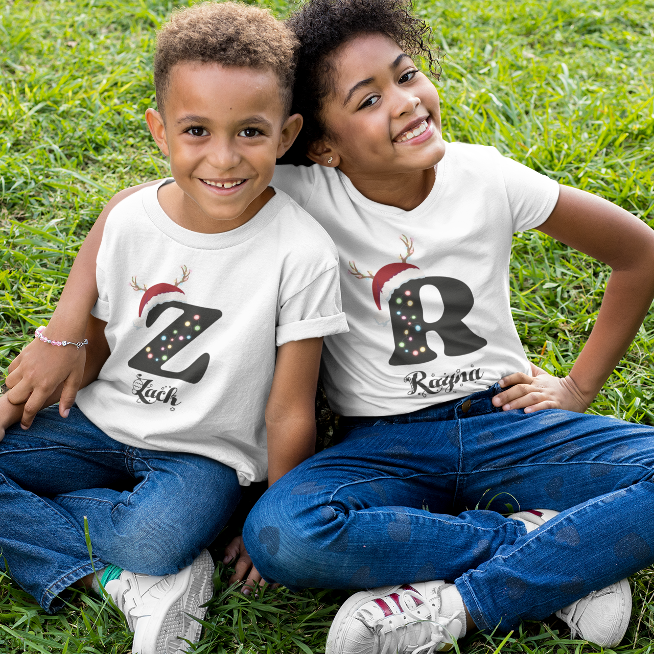 Customized Christmas Family Shirts with Initial Monogram