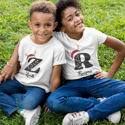 Customized Christmas Family Shirts with Initial Monogram