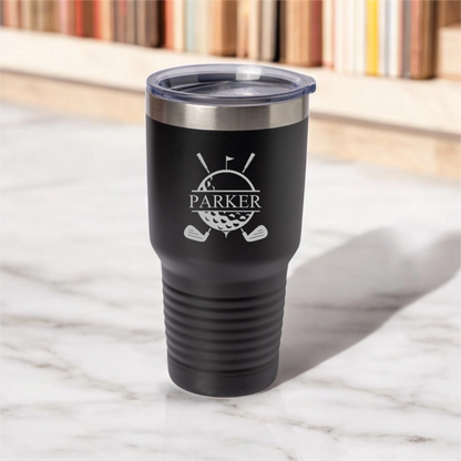 Customized 30oz Golf Tumbler with Silver Lip