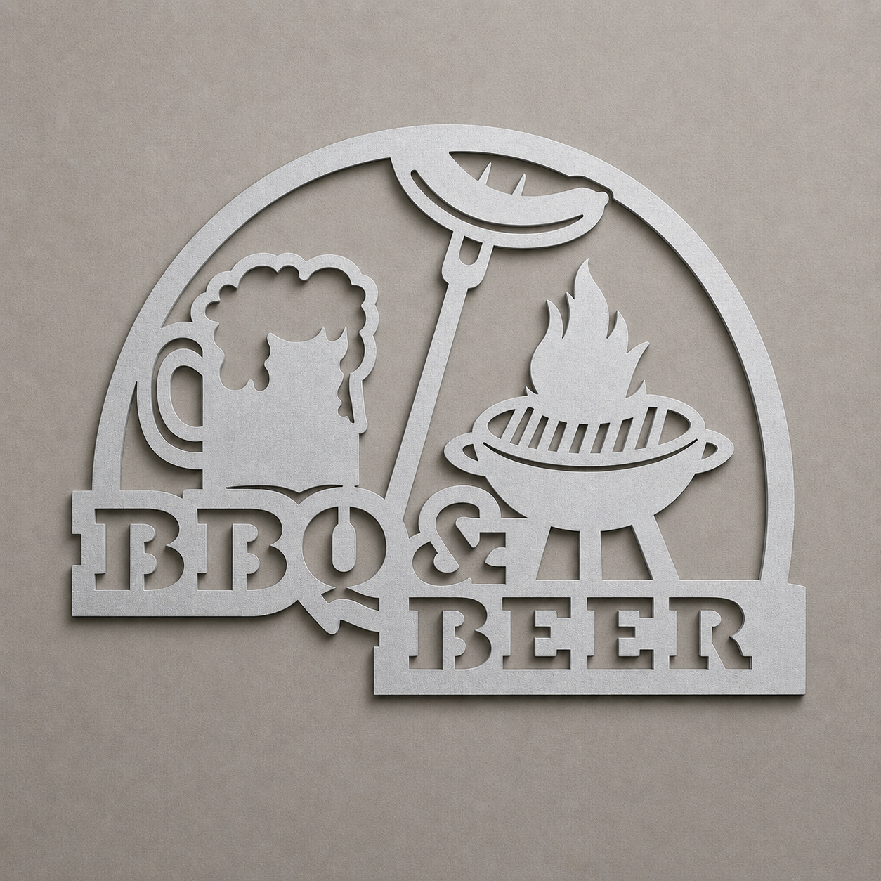 BBQ and Beer Metal Sign