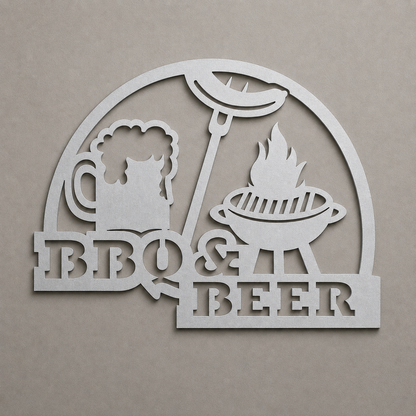 BBQ and Beer Metal Sign