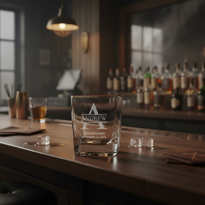 Customized Square Whiskey Glass Groomsmen Designs