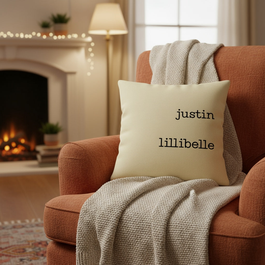 Customized Family Names Throw Pillow Cover