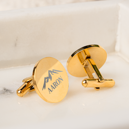 Customized Round Gold Circle Cufflinks
