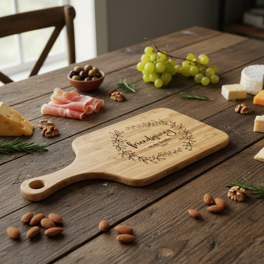 Friendsgiving Custom Bamboo Paddle Cutting Board