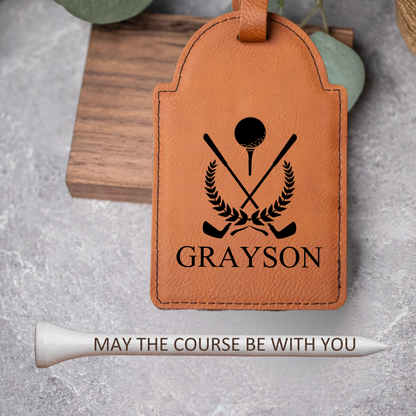 Customized Golf Bag Tag & Custom Engraved Tees