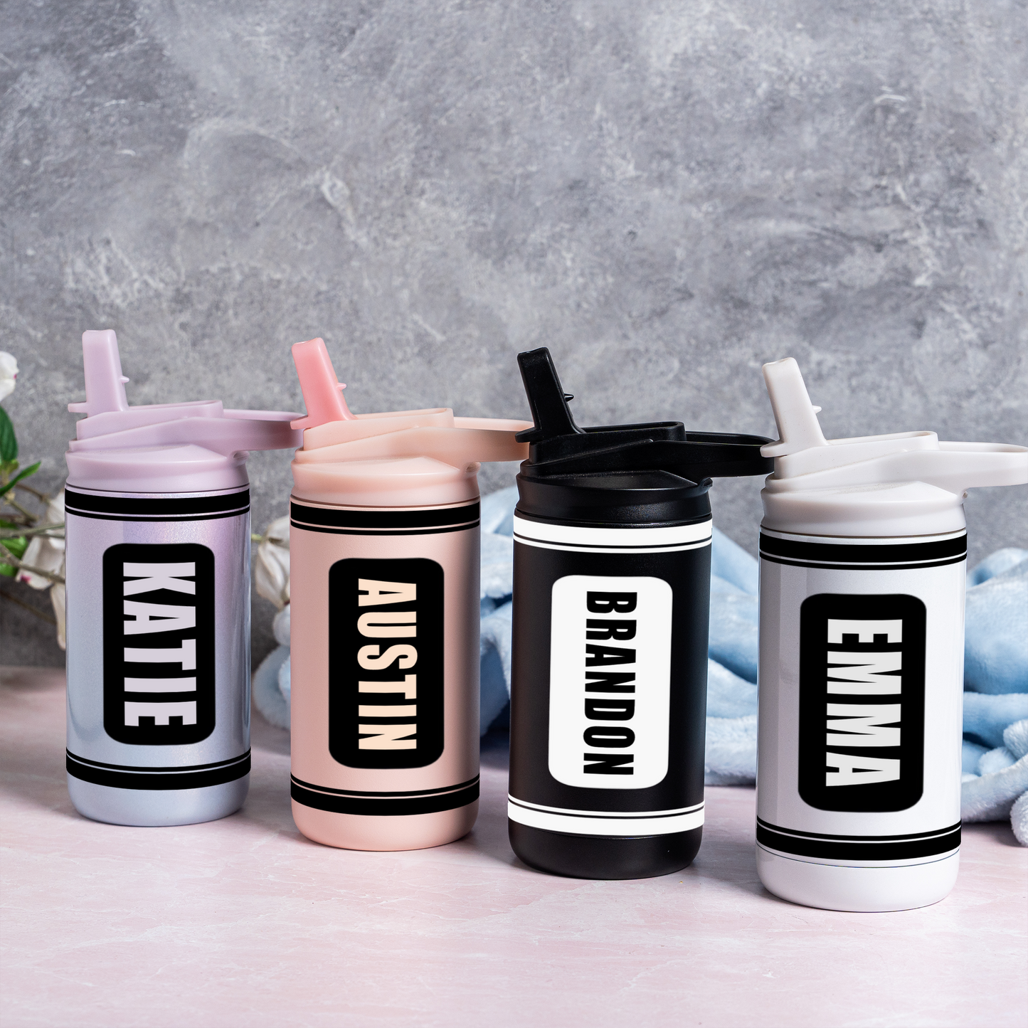 Customized Kids Color Crayon Water Bottle Tumblers