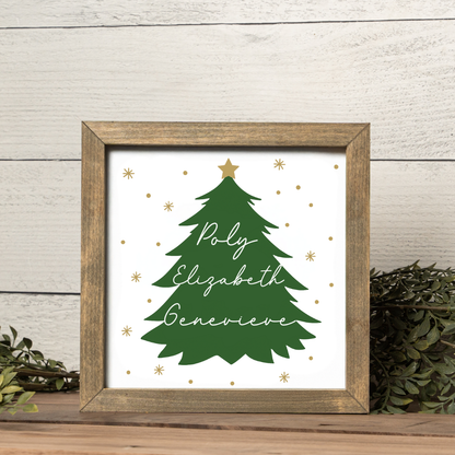 Customized Family Names Christmas Tree Framed Sign