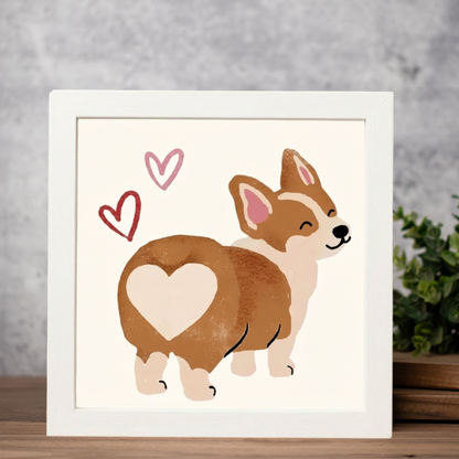 Valentine's Corgi Framed Print