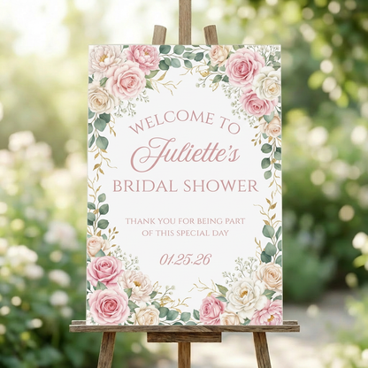 Customized Floral Bridal Shower Welcome Signs