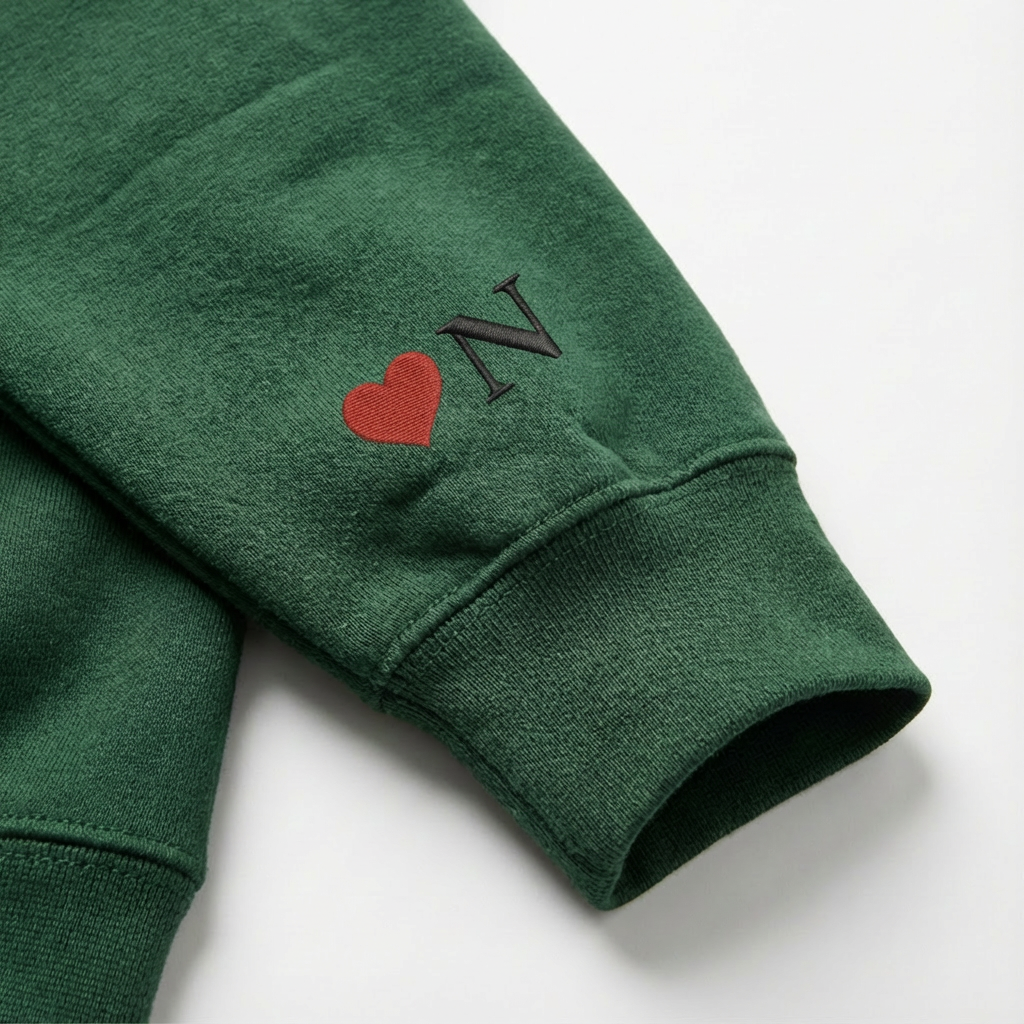 Customized Embroidered Initial Heart Sweatshirt