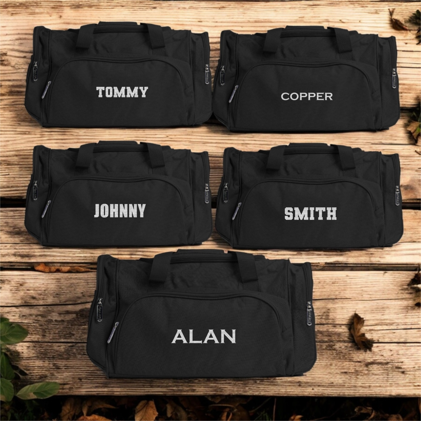 Groomsmen Gift Set of 5 Customized Black Duffle Bags