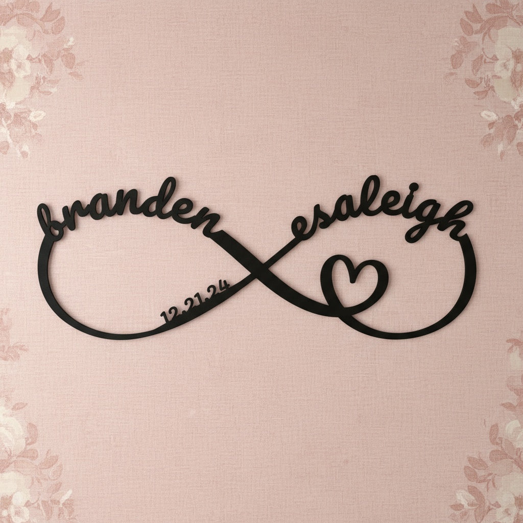 Custom Infinity Metal Sign with Names and Date