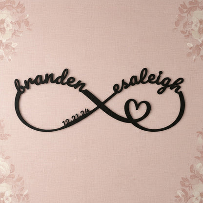 Custom Infinity Metal Sign with Names and Date
