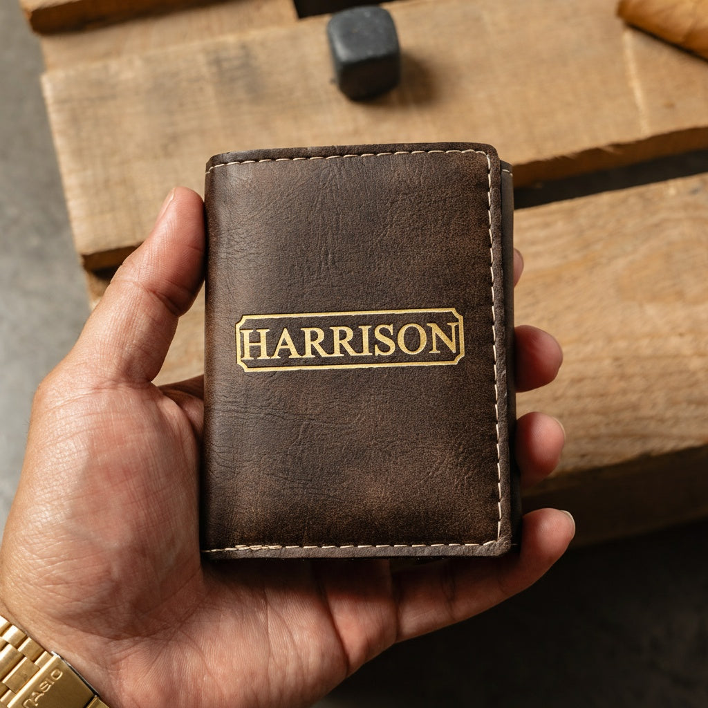Customized Trifold Wallet - Black & Rustic