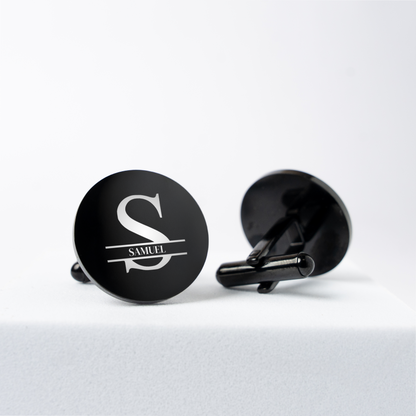 Customizable Round Black Cufflinks