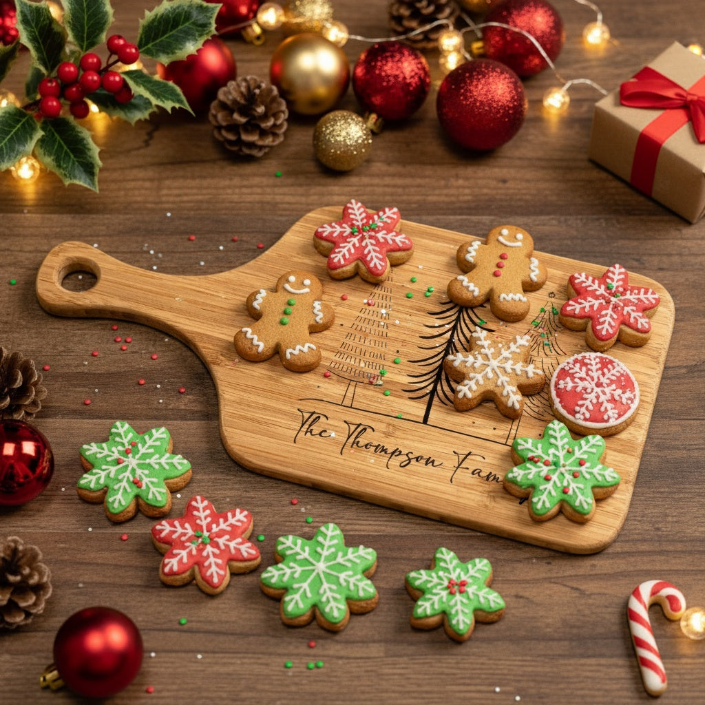 Customized Handled Serving Board Christmas Trees