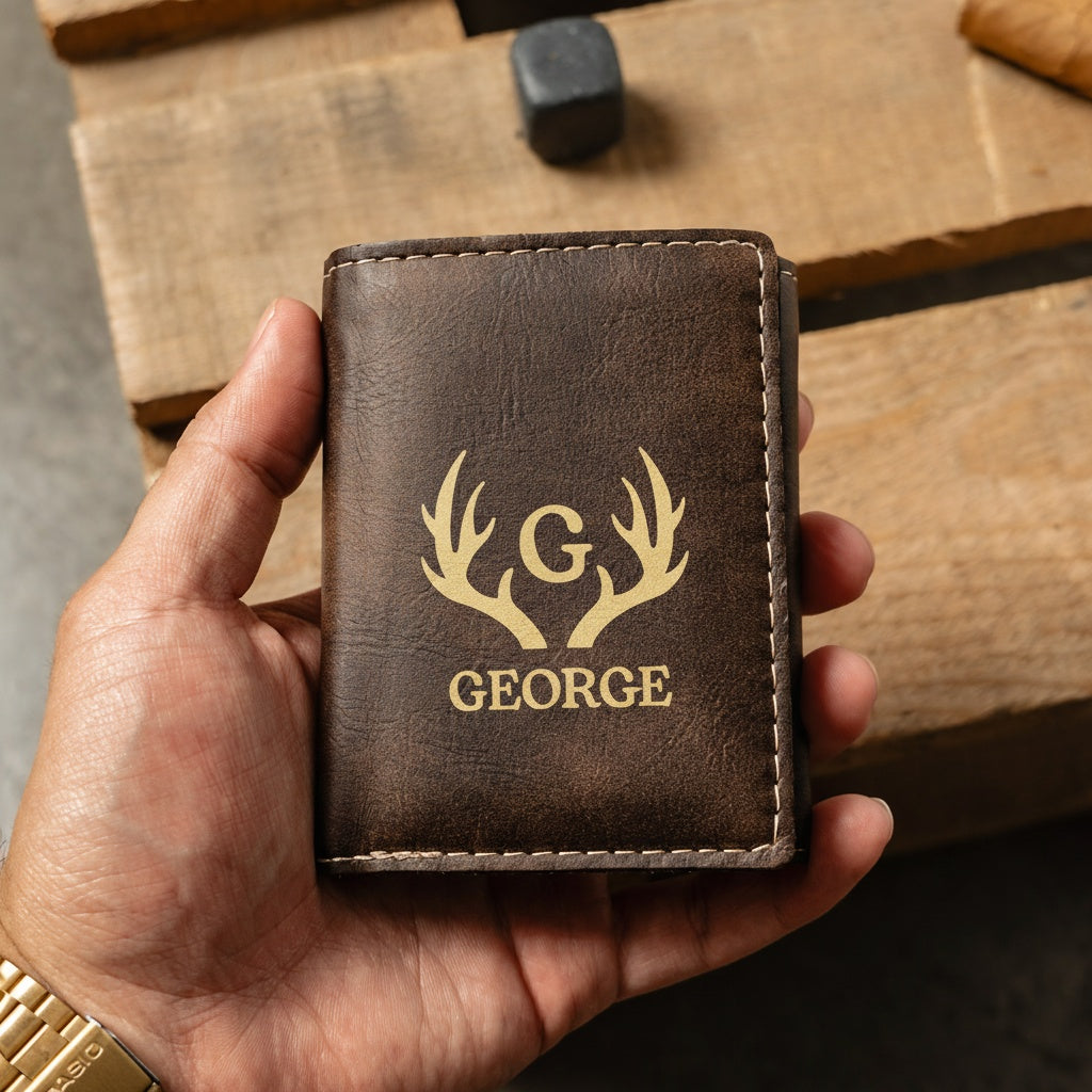 Customized Trifold Wallet - Black & Rustic