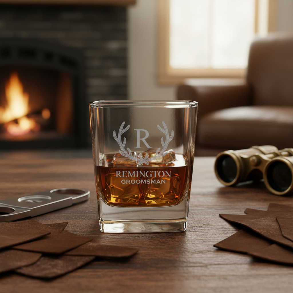Customized Square Whiskey Glass Wedding Designs
