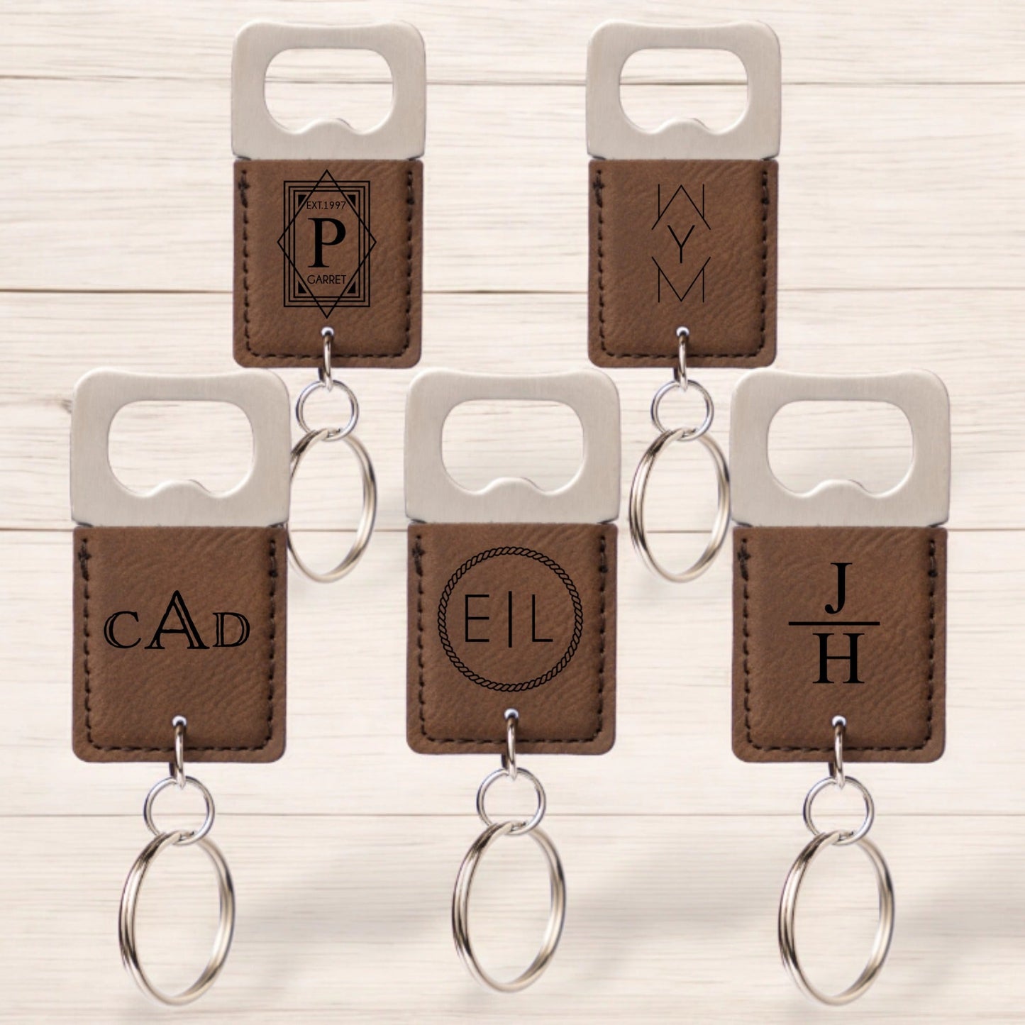 Set of 5 Personalized Keychain Bottle Openers - Signature Designs