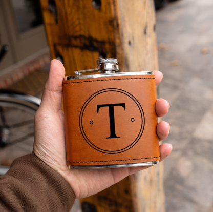 Customized Leather Wrapped Stainless Steel Flasks - Signature Designs